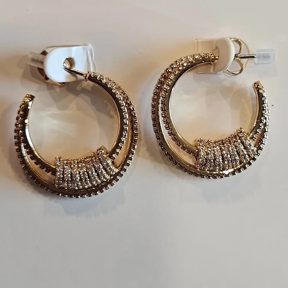 Ettika x Revolve 18K Gold Plated Round Small‎ Hoop Earrings Glam Date Night Out